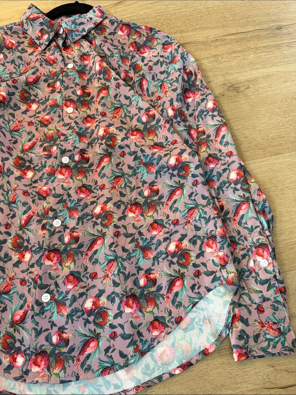 Elie Tahari Pink Floral Button-Down Blouse - Picture 2 of 4